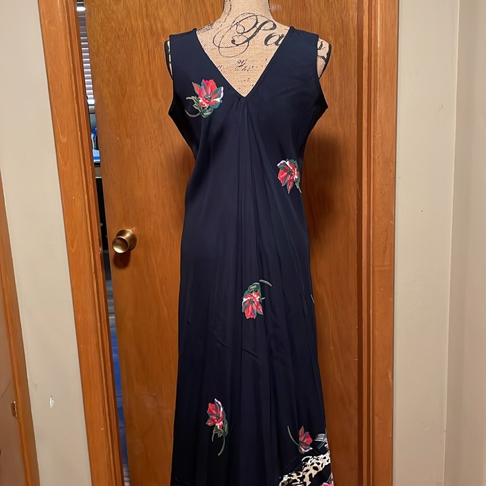Magic of the Moon Black Floral Leopard Sleeveless Print Dress  Size Large
